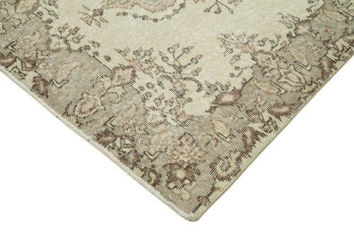 Overdyed Vintage Beige Vintage Cotton Wool Handmade Area Rug 3'11'' x 6'6''