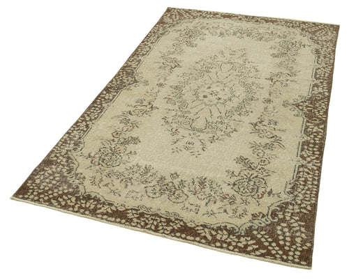 Overdyed Vintage Beige Vintage Cotton Wool Handmade Area Rug 3'9'' x 6'7''