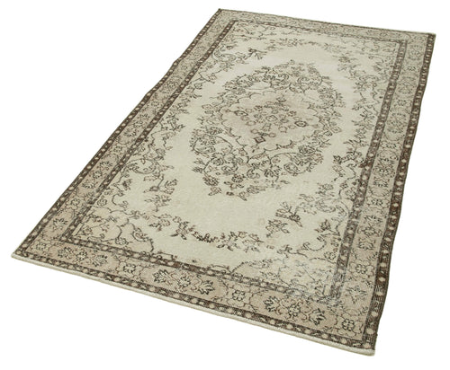 Handmade Area Rug – Overdyed Vintage Cotton Wool Carpet 3'10'' x 6'7'' Beige