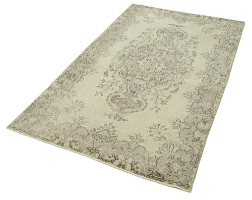 Overdyed Vintage Beige Vintage Cotton Wool Handmade Area Rug 3'9'' x 6'7''