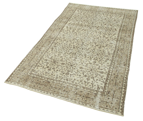 Overdyed Vintage Beige Vintage Cotton Wool Handmade Area Rug 3'8'' x 6'8''