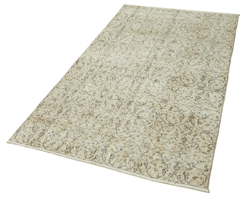 Overdyed Vintage Beige Vintage Cotton Wool Handmade Area Rug 3'8'' x 6'9''