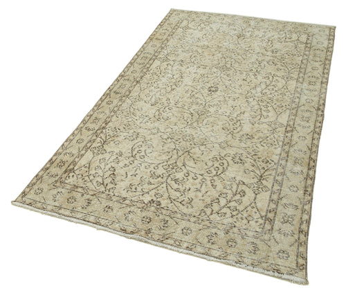 Overdyed Vintage Beige Vintage Cotton Wool Handmade Area Rug 3'8'' x 6'10''
