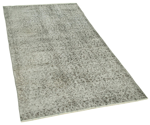 Overdyed Vintage Grey Vintage Cotton Wool Handmade Area Rug 3'7'' x 6'8''