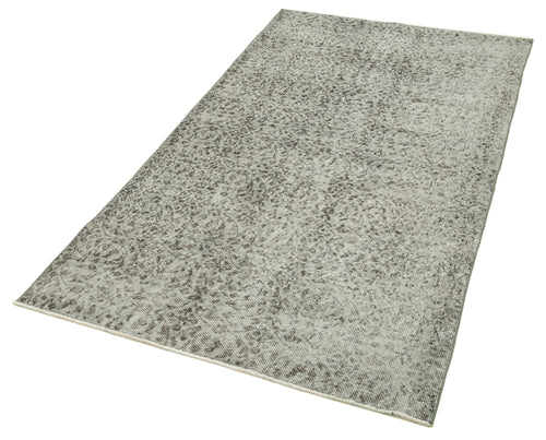 Overdyed Vintage Grey Vintage Cotton Wool Handmade Area Rug 3'7'' x 6'8''