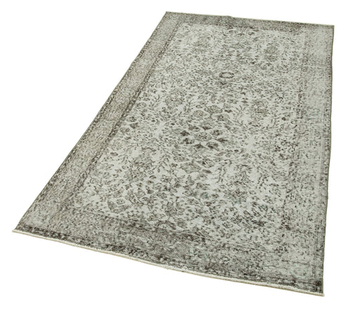 Overdyed Vintage Grey Vintage Cotton Wool Handmade Area Rug 3'8'' x 7'0''