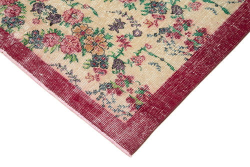 Overdyed Vintage Red Vintage Cotton Wool Handmade Area Rug 4'0'' x 6'11''