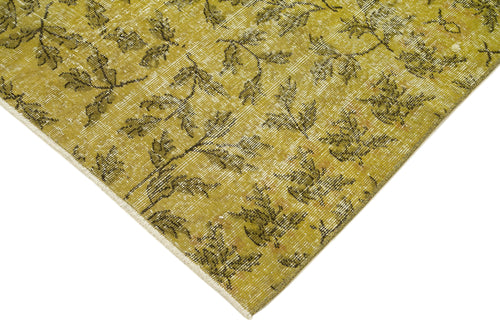 Overdyed Vintage Yellow Vintage Cotton Wool Handmade Area Rug 4'5'' x 6'5''