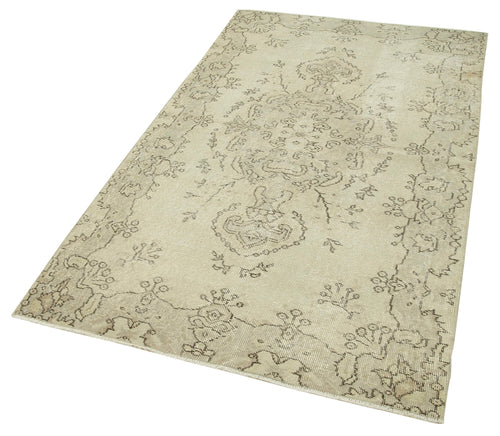 Overdyed Vintage Beige Vintage Cotton Wool Handmade Area Rug 3'9'' x 6'8''