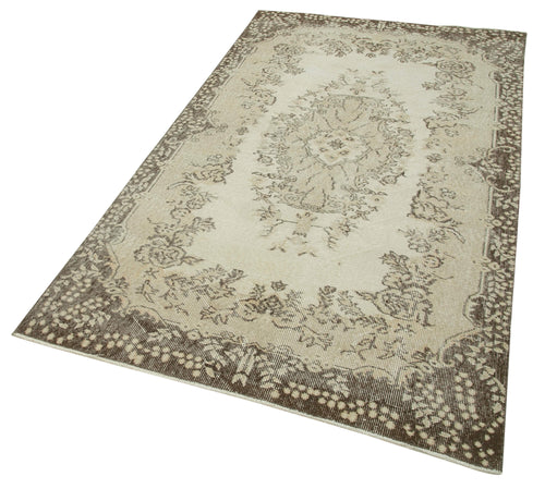Overdyed Vintage Beige Vintage Cotton Wool Handmade Area Rug 3'11'' x 6'9''