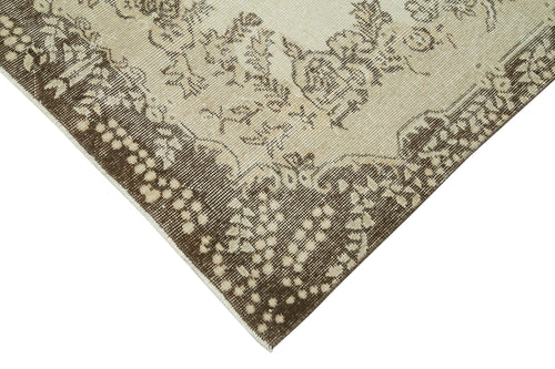 Overdyed Vintage Beige Vintage Cotton Wool Handmade Area Rug 3'11'' x 6'9''