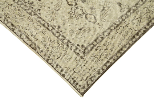 Overdyed Vintage Beige Vintage Cotton Wool Handmade Area Rug 3'8'' x 6'7''