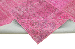 Kirk Yama Pink Patchwork Cotton Wool Handmade Area Rug 8'2'' x 11'6''