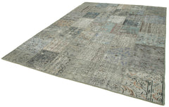 Kirk Yama Grey Patchwork Cotton Wool Handmade Area Rug 8'3'' x 11'6''
