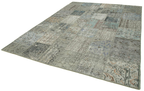 Kirk Yama Grey Patchwork Cotton Wool Handmade Area Rug 8'3'' x 11'6''