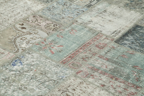 Kirk Yama Grey Patchwork Cotton Wool Handmade Area Rug 8'3'' x 11'6''