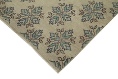 Handmade Area Rug - Checkered Kilim Carpet 7'x9'4" Beige Soft Wool Cotton