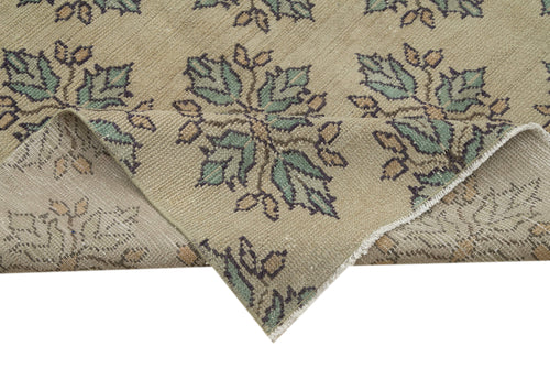 Handmade Area Rug - Checkered Kilim Carpet 7'x9'4" Beige Soft Wool Cotton