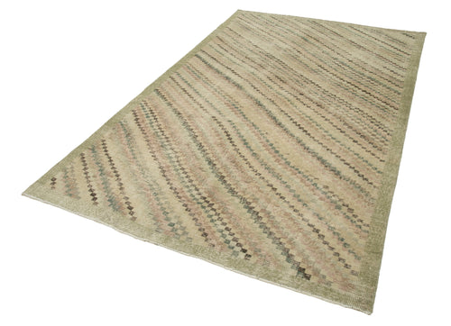 Checkered Kilim Beige Cotton Wool Handmade Area Rug 5'8'' x 9'0''