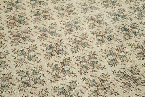 Handmade Area Rug - Checkered Kilim Beige Cotton Wool Rug 6'11'' x 10'3''