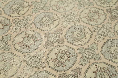 Handmade Area Rug - Checkered Kilim Beige Cotton Wool Rug 4'9'' x 10'4''