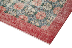 Handmade Area Rug - Checkered Kilim Red Cotton Wool 5'0" x 7'10" Vintage Turkish Carpet