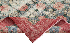 Handmade Area Rug - Checkered Kilim Red Cotton Wool 5'0" x 7'10" Vintage Turkish Carpet