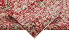 Handmade Area Rug - Checkered Kilim Red Cotton Wool 5'7''x8'8'' Vintage Turkish Carpet