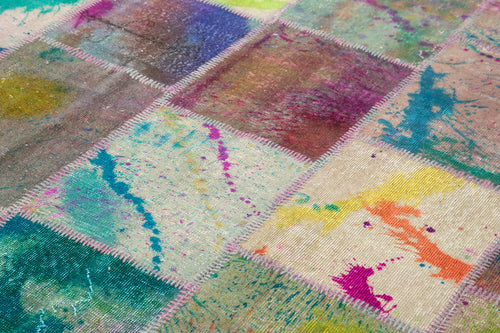 Kirk Yama Grey Patchwork Cotton Wool Handmade Area Rug 6'7'' x 10'0''