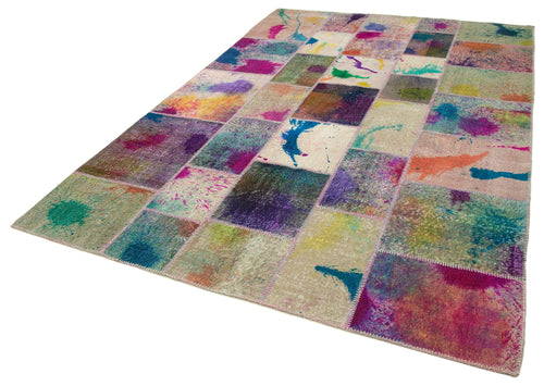 Kirk Yama Grey Patchwork Cotton Wool Handmade Area Rug 6'9'' x 10'0''