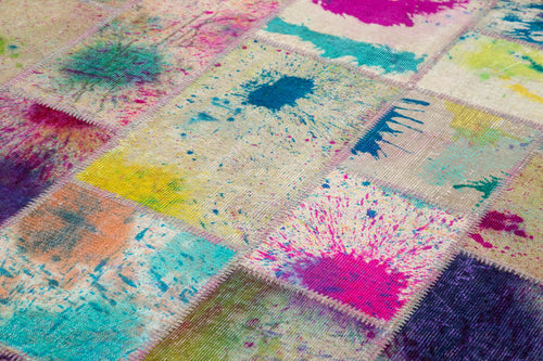 Handmade Area Rug – Kirk Yama Grey Patchwork Cotton Wool Carpet 6'9''x9'11''