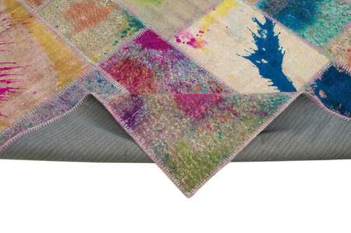 Kirk Yama Grey Patchwork Cotton Wool Handmade Area Rug 6'8'' x 9'11''