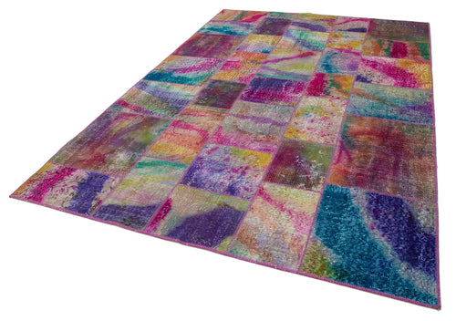 Kirk Yama Grey Patchwork Cotton Wool Handmade Area Rug 6'8'' x 9'10''