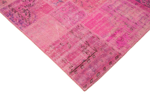 Kirk Yama Pink Patchwork Cotton Wool Handmade Area Rug 6'8'' x 9'11''