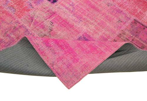 Kirk Yama Pink Patchwork Cotton Wool Handmade Area Rug 6'8'' x 9'11''