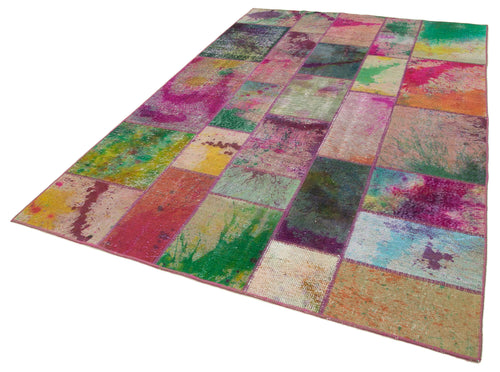 Kirk Yama Grey Patchwork Cotton Wool Handmade Area Rug 6'6'' x 9'10''