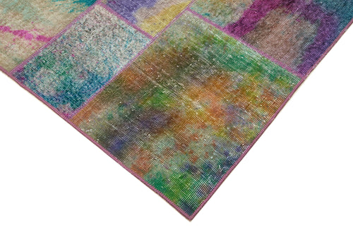 Kirk Yama Grey Patchwork Cotton Wool Handmade Area Rug 6'6'' x 9'11''