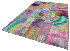 Handmade Area Rug - Kirk Yama Grey Patchwork Cotton Wool Carpet 6'6''x9'11''