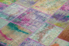 Handmade Area Rug - Kirk Yama Grey Patchwork Cotton Wool Carpet 6'6''x9'11''