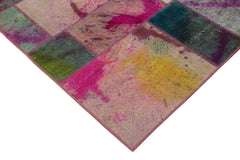 Handmade Area Rug - Grey Patchwork Cotton Wool Blend Vintage Carpet 6'6''x9'10''