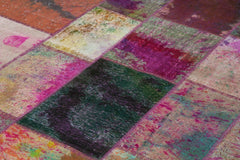 Handmade Area Rug - Grey Patchwork Cotton Wool Blend Vintage Carpet 6'6''x9'10''