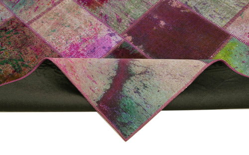 Handmade Area Rug - Grey Patchwork Cotton Wool Blend Vintage Carpet 6'6''x9'10''