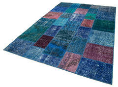 Kirk Yama Blue Patchwork Cotton Wool Handmade Area Rug 6'8'' x 9'10''
