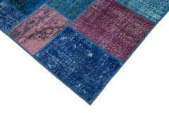 Kirk Yama Blue Patchwork Cotton Wool Handmade Area Rug 6'8'' x 9'10''
