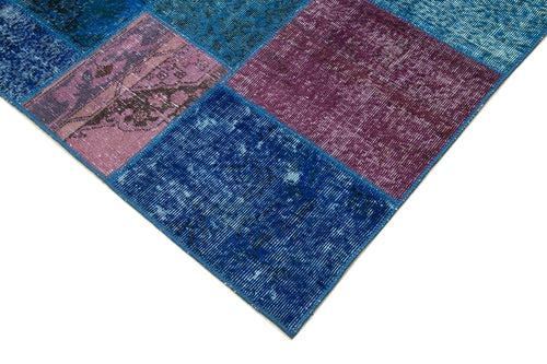Kirk Yama Blue Patchwork Cotton Wool Handmade Area Rug 6'8'' x 9'10''