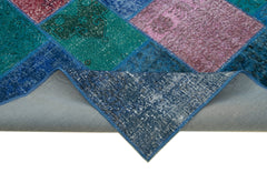 Kirk Yama Blue Patchwork Cotton Wool Handmade Area Rug 6'8'' x 9'10''
