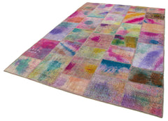 Kirk Yama Grey Patchwork Cotton Wool Handmade Area Rug 6'7'' x 9'11''