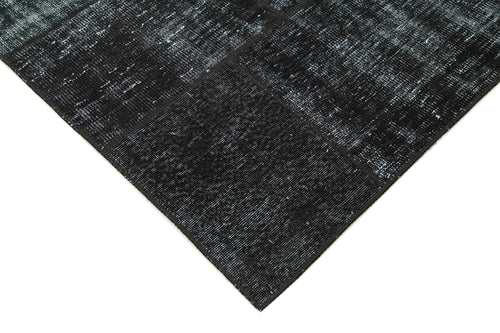 Handmade Area Rug - Black Patchwork Cotton Wool Vintage Turkish Carpet 6'4"x9'10"