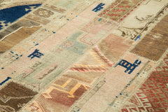 Handmade Area Rug - Kirk Yama Beige Patchwork Cotton Wool 6'8''x9'9'' Durable Blend