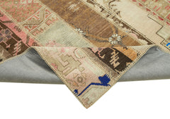 Handmade Area Rug - Kirk Yama Beige Patchwork Cotton Wool 6'8''x9'9'' Durable Blend